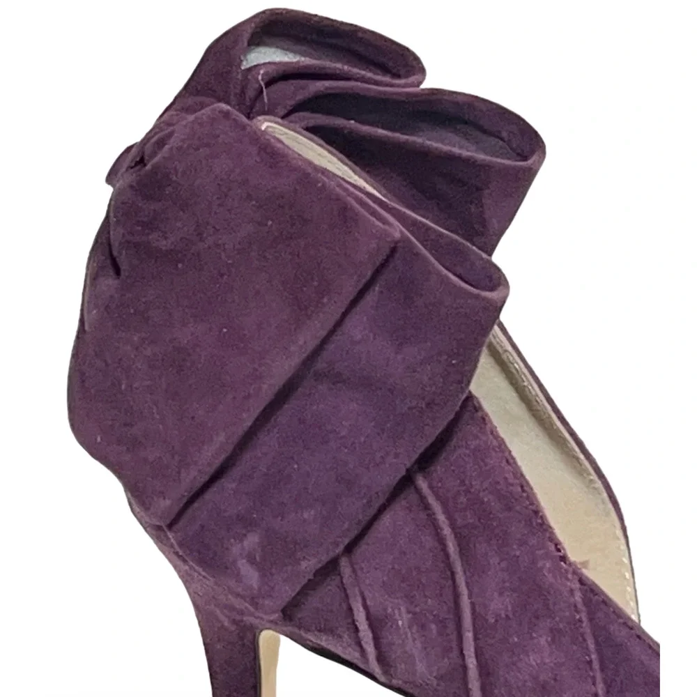NEW WHITE HOUSE BLACK MARKET PURPLE CALLIE SUEDE BOW HIGH HEELS PUMPS SZ 9 - Picture 9 of 16